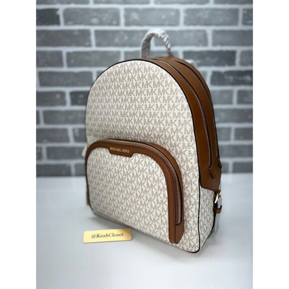 Michael Kors backpack jaycee large front pocket backpack MK signature vanilla - Picture 3 of 11